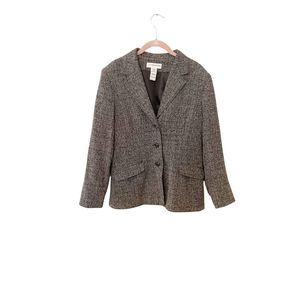 Sag Harbor Womens Petite Blazer Black White Pockets 3 Button‎ Lined Size 14P